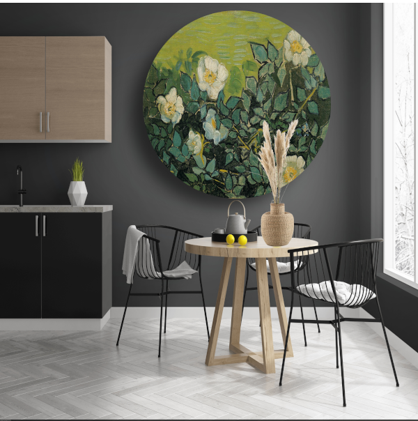 Wilde rozen - Vincent van Gogh aluminium muurcirkel