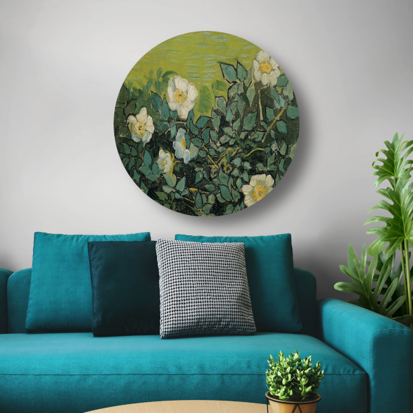 Wilde rozen - Vincent van Gogh aluminium muurcirkel