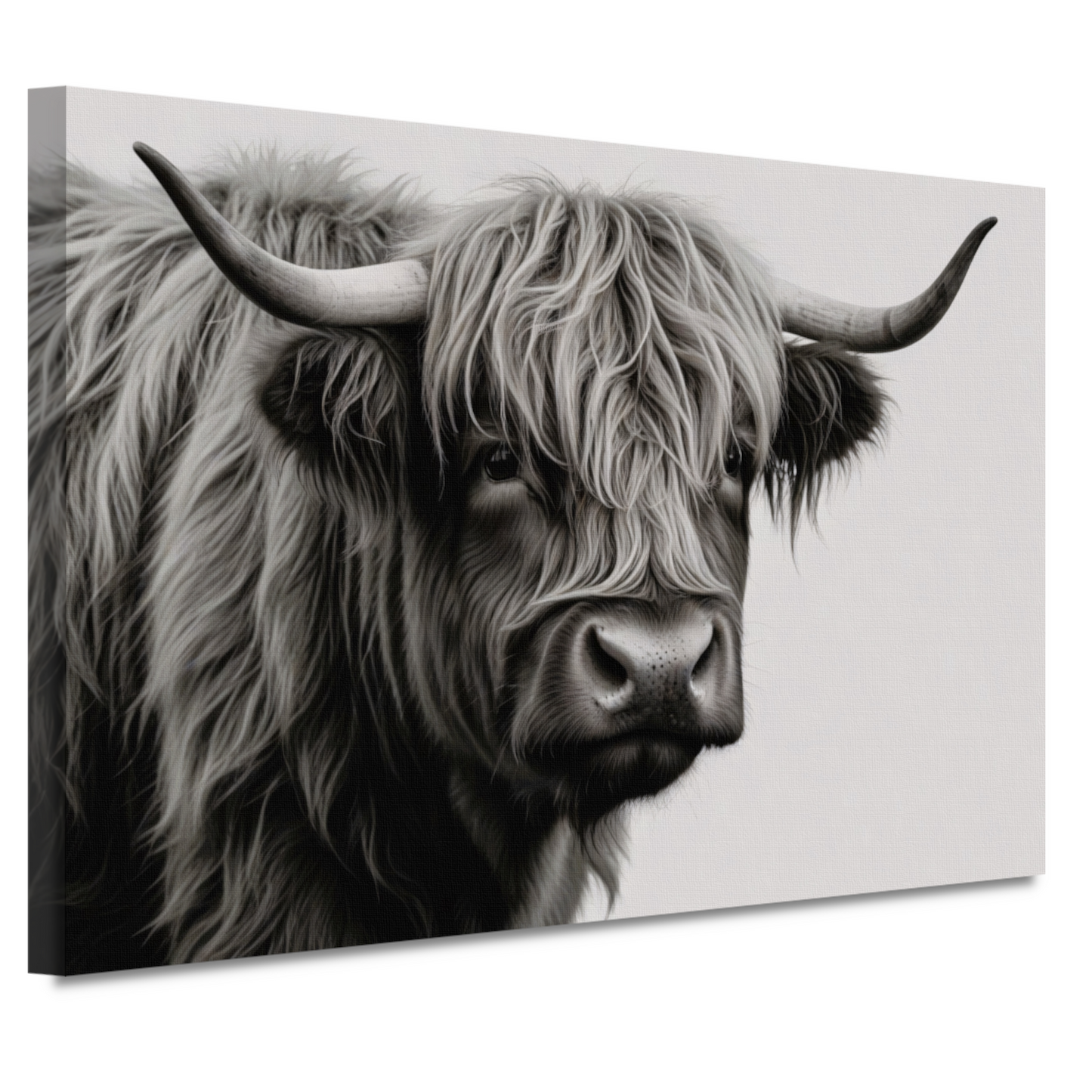 Minimalistische Schotse Hooglander in Zwart-Wit canvas