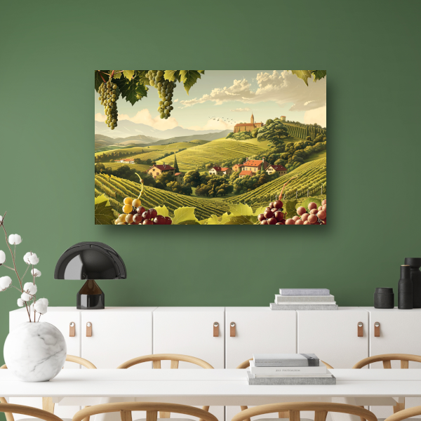 Impressionistische wijngaard met druiven canvas