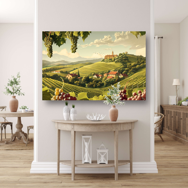 Impressionistische wijngaard met druiven canvas