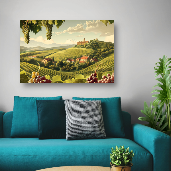 Impressionistische wijngaard met druiven canvas