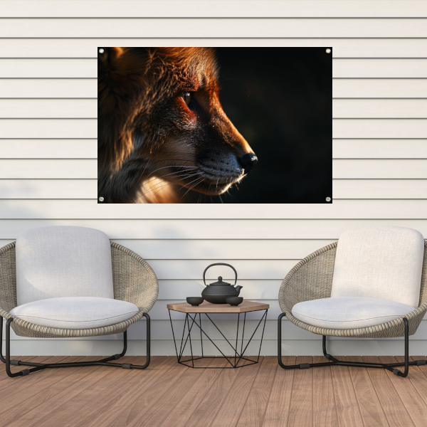 De starende blik van een schuwe vos tuinposter