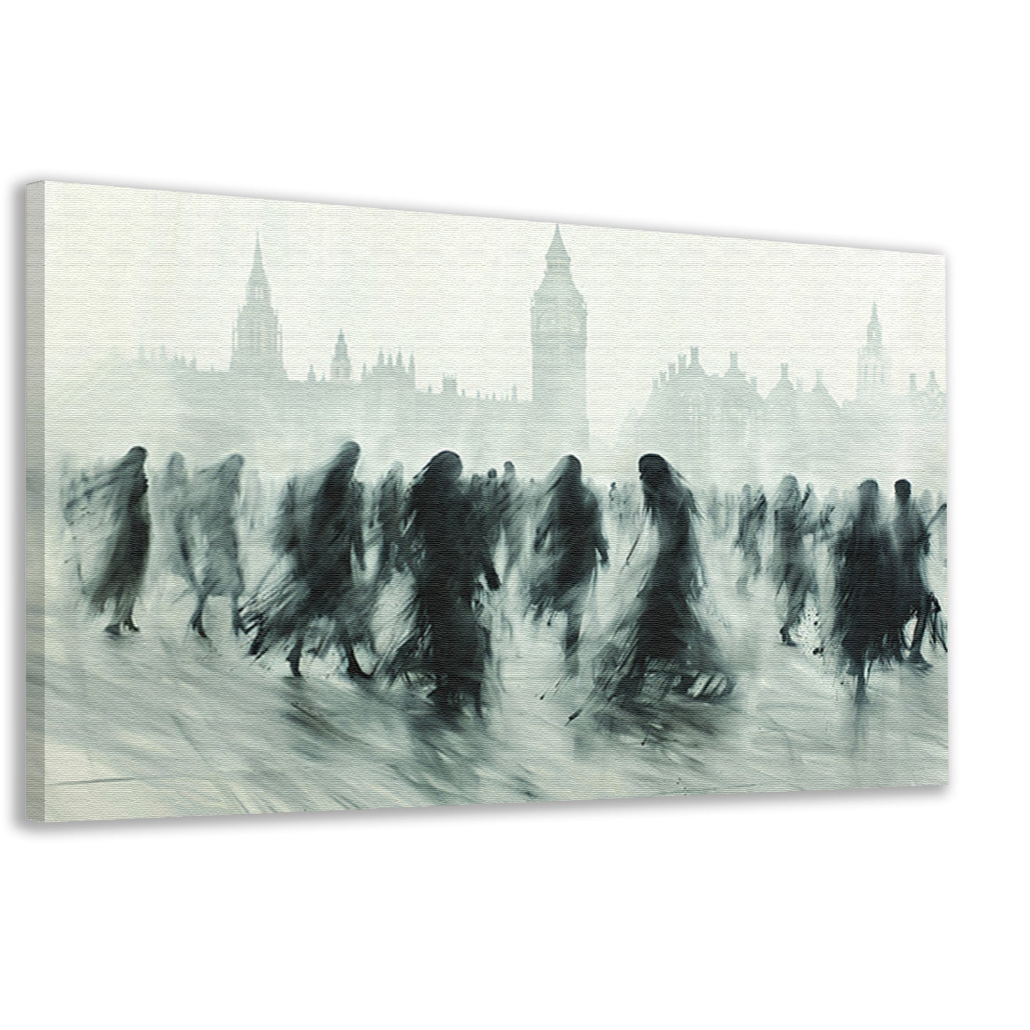 Schaduwfiguren voor een iconische skyline canvas