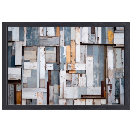 Verweerd Hout Mozaïek in Monochroom canvas met baklijst