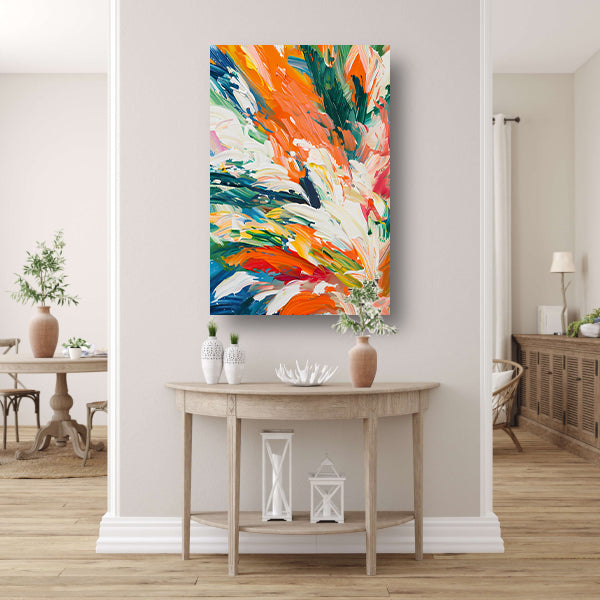Kleurrijke abstracte bloemen met dynamische tinten canvas