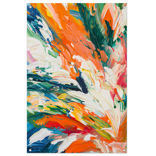 Kleurrijke abstracte bloemen met dynamische tinten tuinposter
