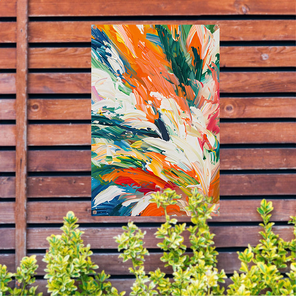 Kleurrijke abstracte bloemen met dynamische tinten tuinposter