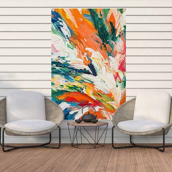 Kleurrijke abstracte bloemen met dynamische tinten tuinposter