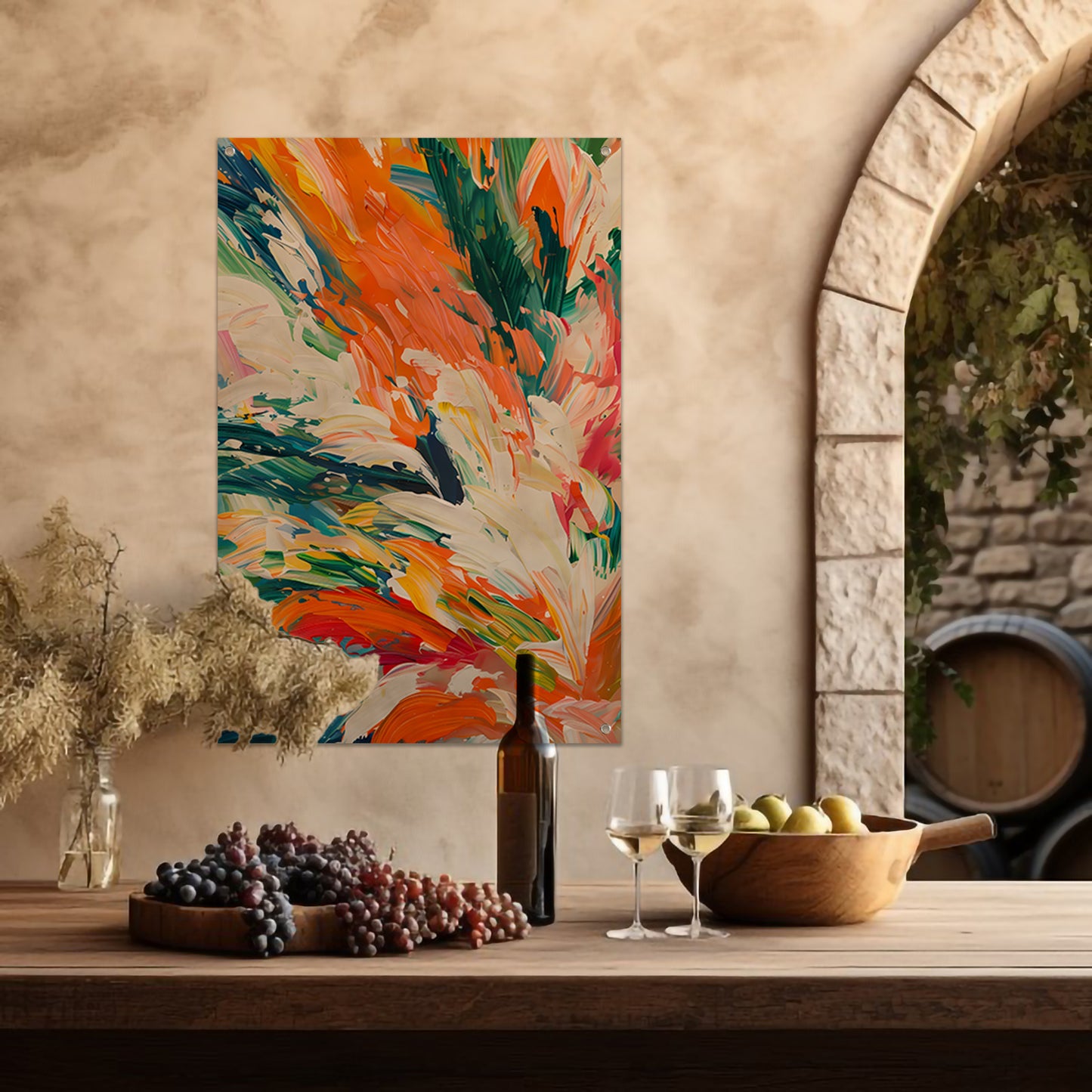 Kleurrijke abstracte bloemen met dynamische tinten tuinposter