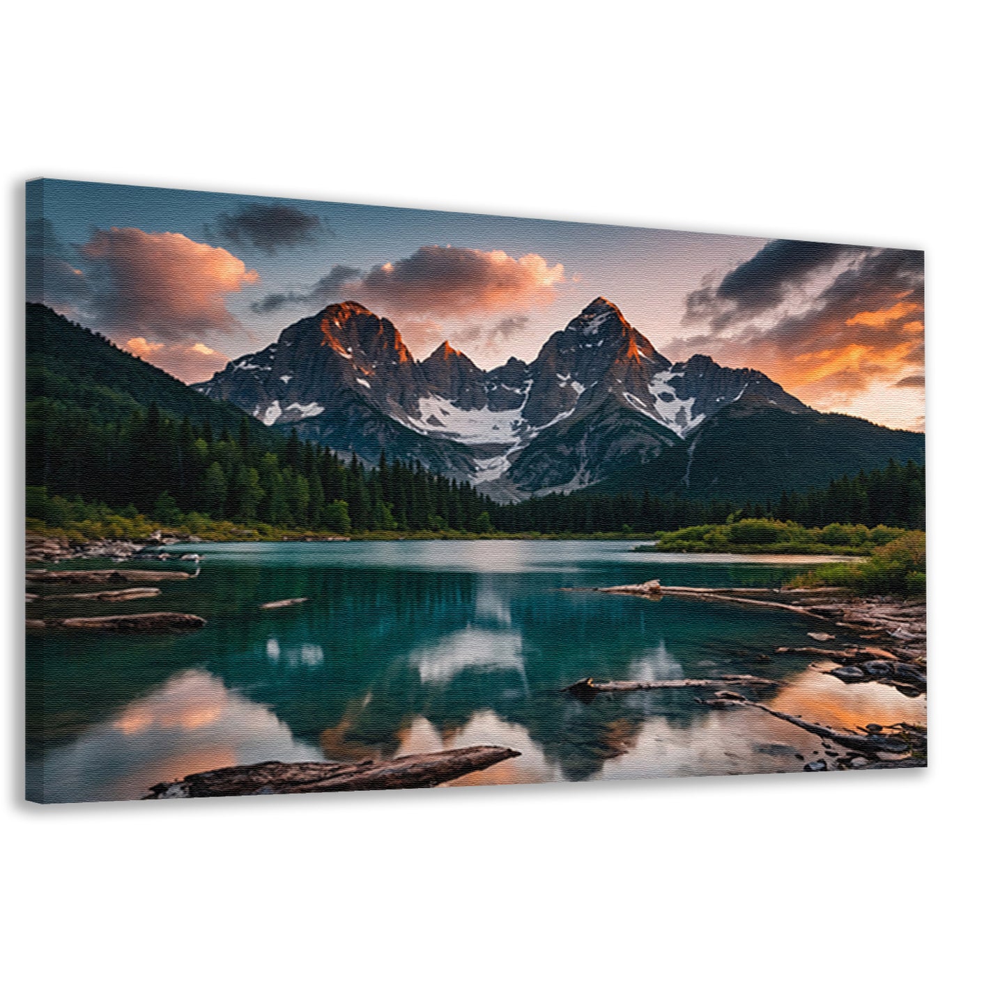 Adembenemend Berglandschap met Spiegelend Meer canvas