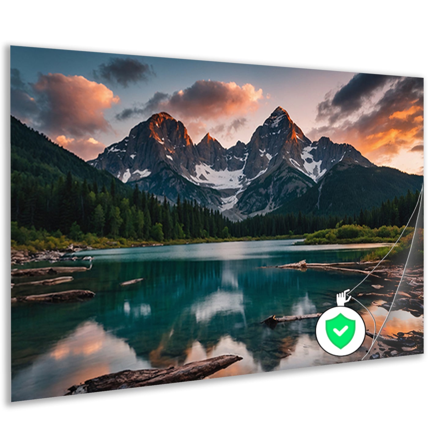 Adembenemend Berglandschap met Spiegelend Meer poster