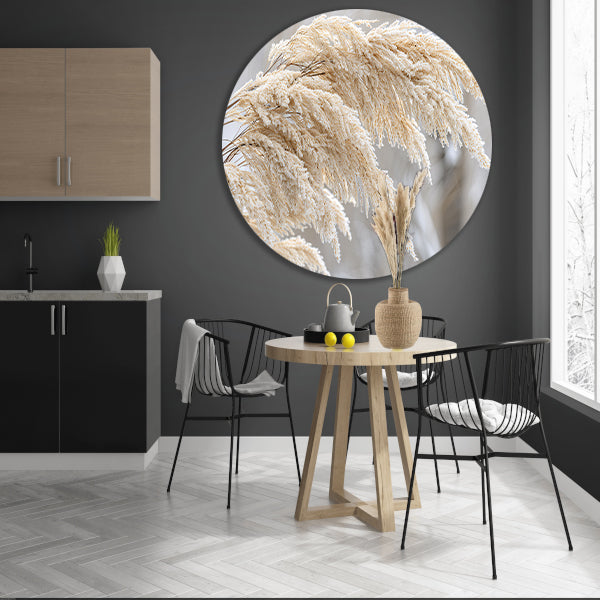 Bevroren grasstelen met winterse ijskristallen aluminium muurcirkel