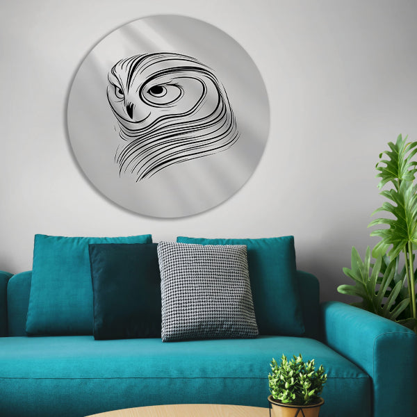Minimalistische Uil Abstract Lijnen Design aluminium muurcirkel