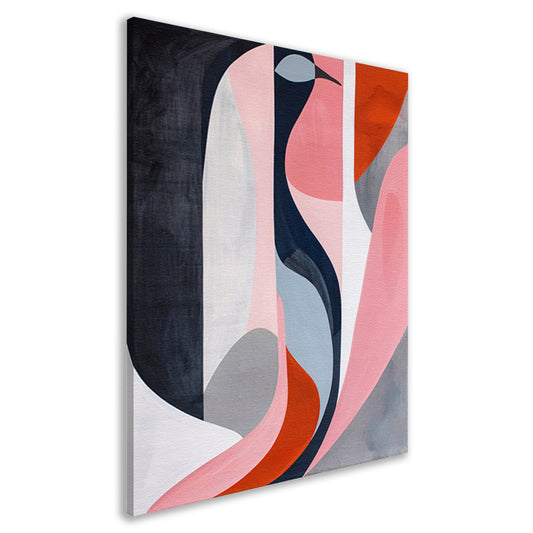 Abstract minimalistisch kunstwerk met kleurrijke vogel canvas