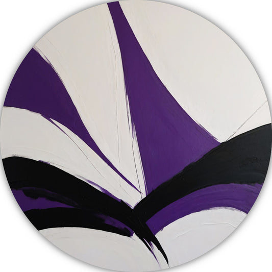 Abstract Paars-Zwart Dynamisch Contrast aluminium muurcirkel