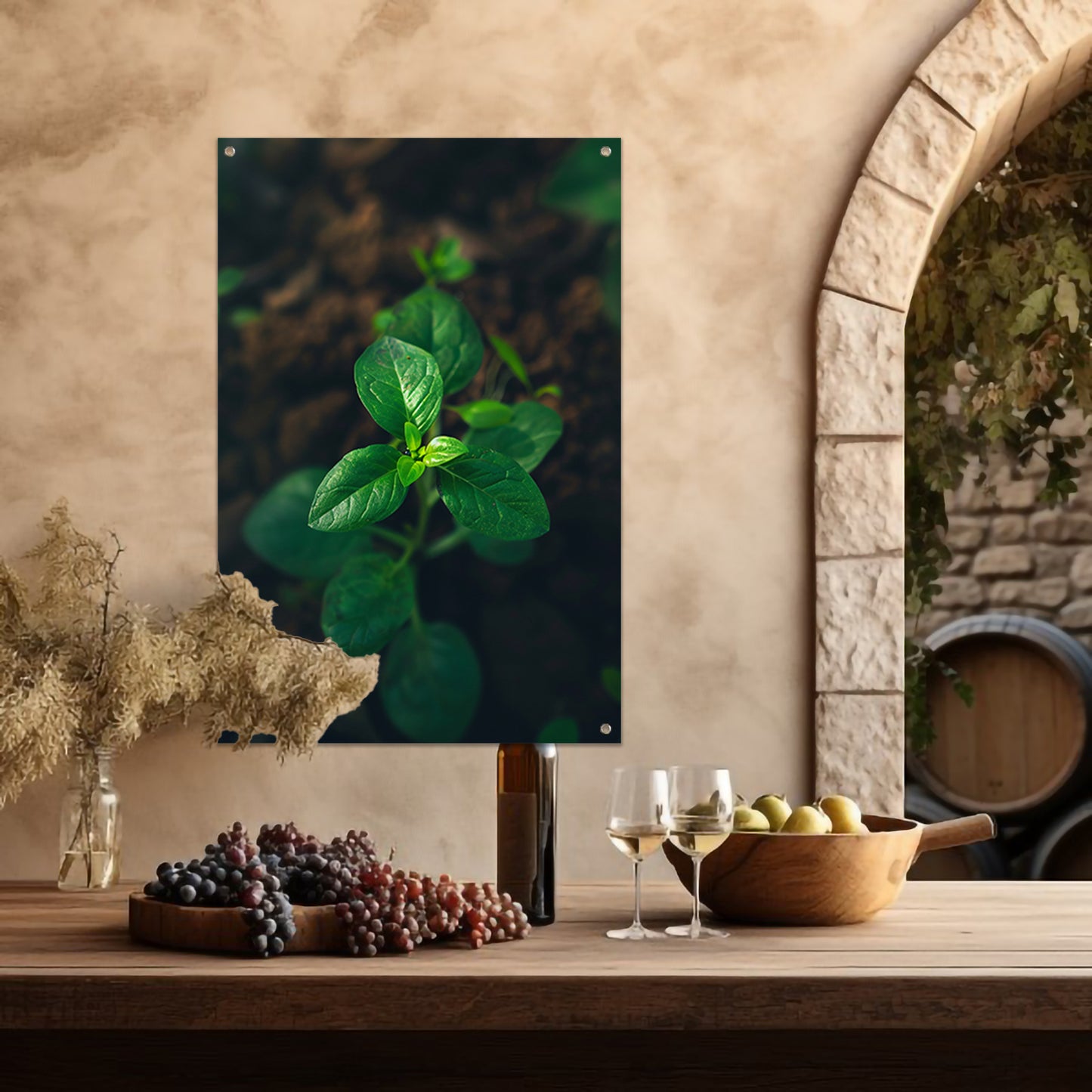 Jonge plant in het zonlicht tuinposter