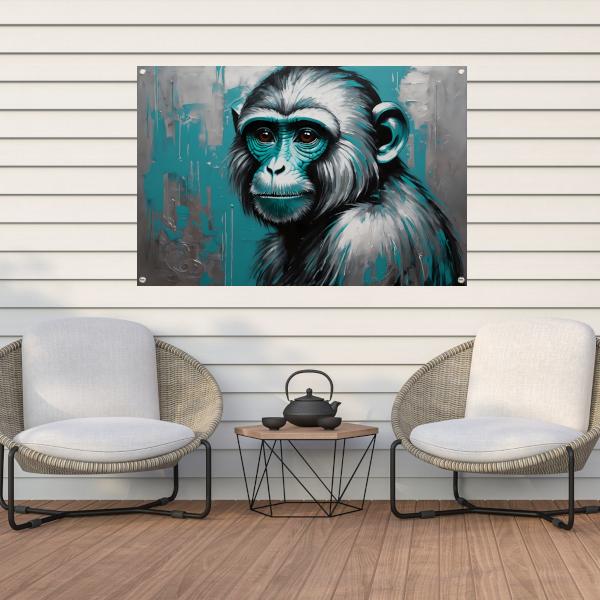 De Intense Blik van een Turquoise Aap tuinposter