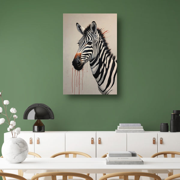 Zebra Portrait with Striking Red Accent canvas