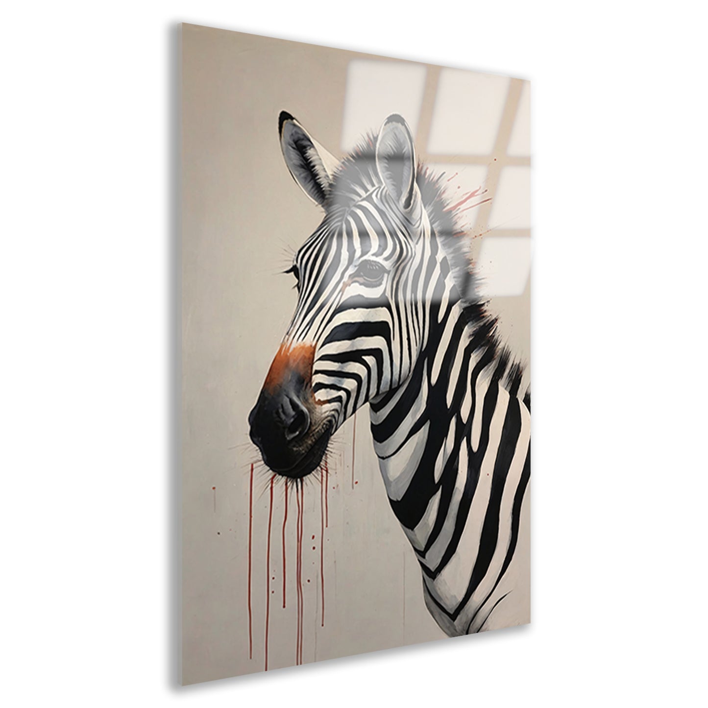 Zebra Portrait with Striking Red Accent Acrylglas