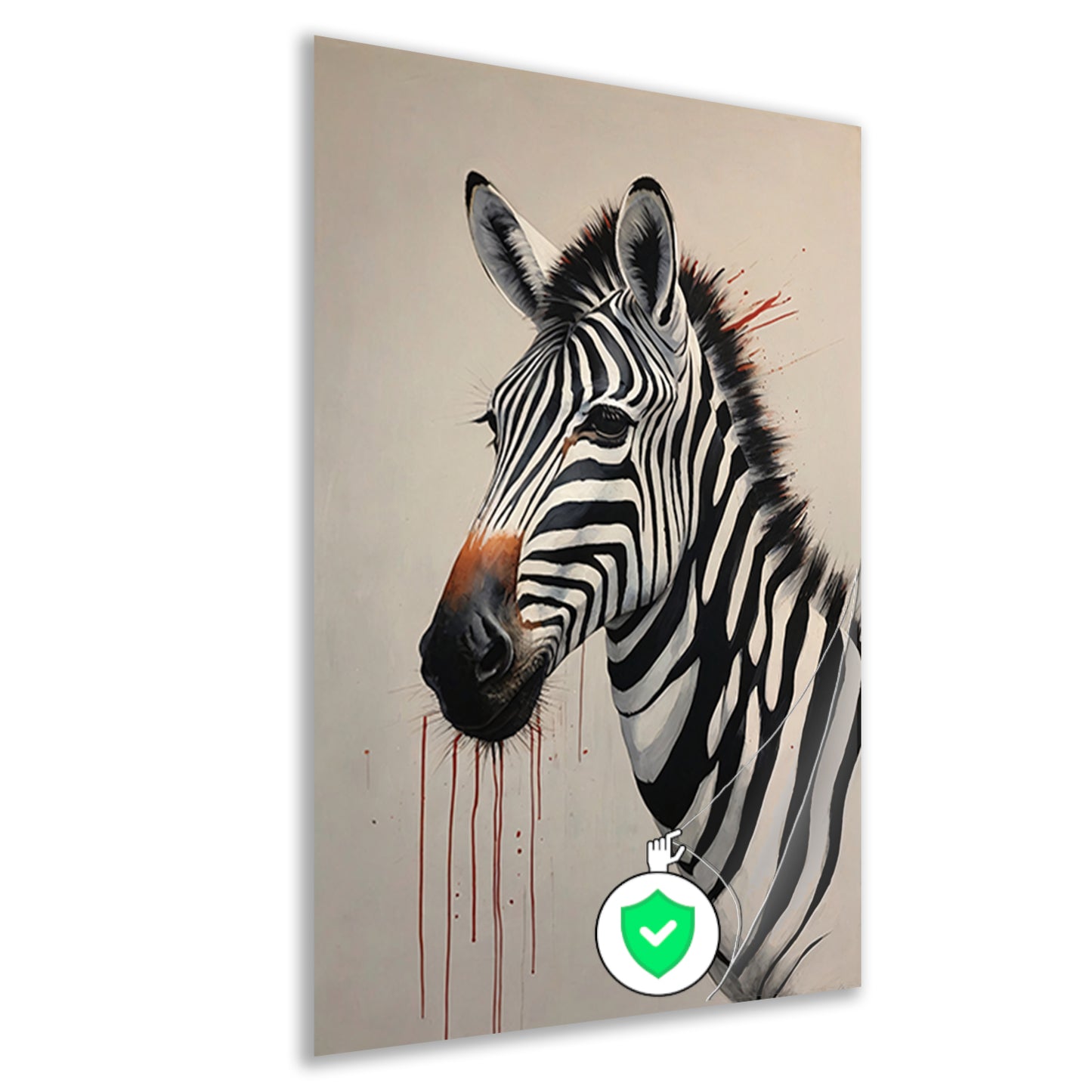 Zebra Portrait with Striking Red Accent poster