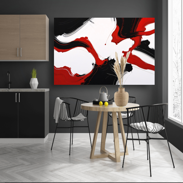 Contrastrijke abstractie in rood en zwart poster
