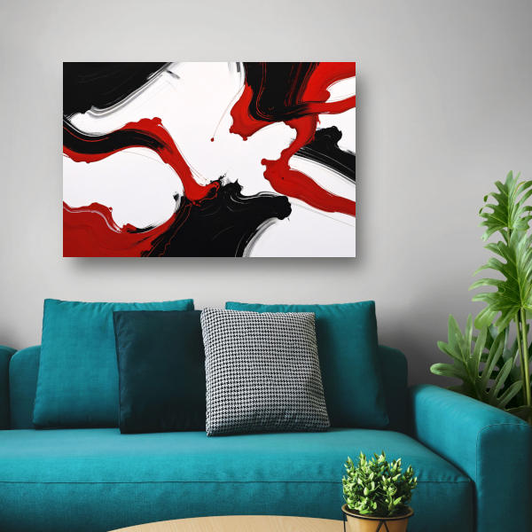 Contrastrijke abstractie in rood en zwart poster