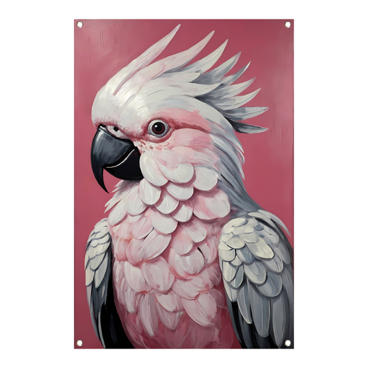 Roze papegaai modern realistisch olieverfportret tuinposter