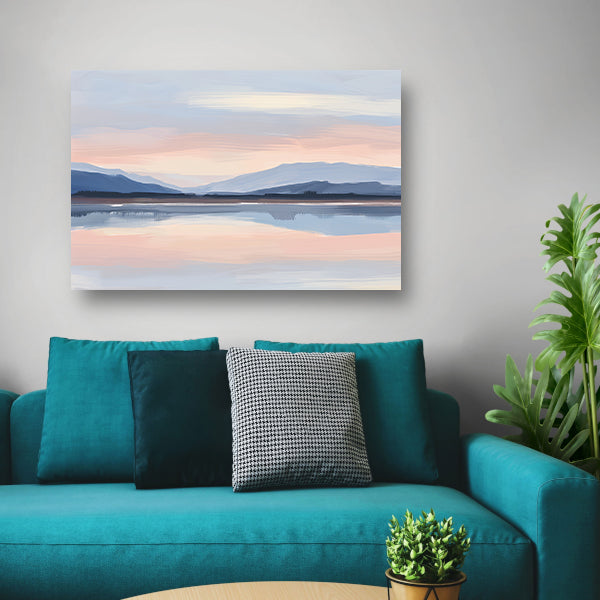 Digitale kunst serene berglandschap zonsondergang canvas
