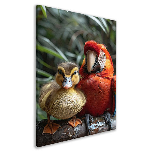 Eendenkuiken en Ara: Een Onverwachte Vriendschap canvas