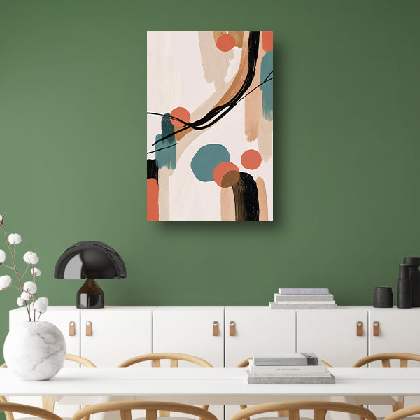 Abstract Japandi stijl schilderij met kleuren poster