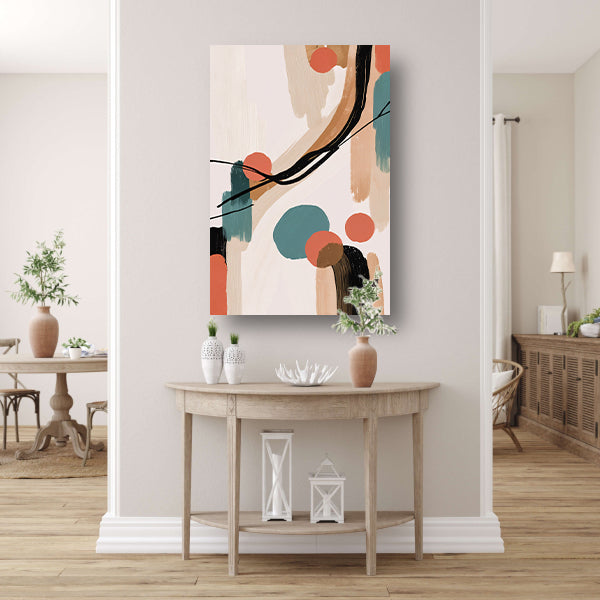 Abstract Japandi stijl schilderij met kleuren poster