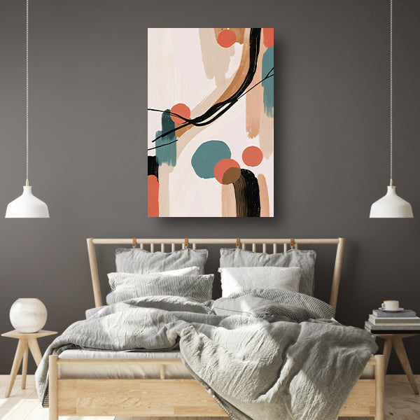Abstract Japandi stijl schilderij met kleuren poster