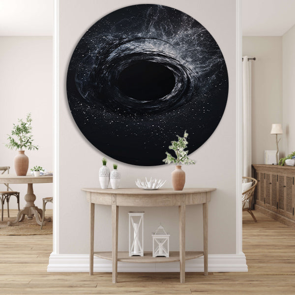 Abstract Zwart Gat in Kosmische Werveling aluminium muurcirkel