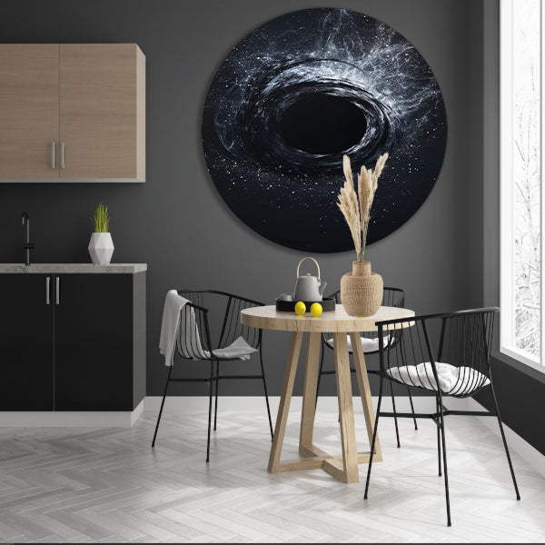 Abstract Zwart Gat in Kosmische Werveling aluminium muurcirkel