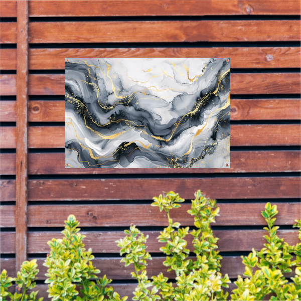 Abstracte Marmeren Pracht met Gouden Aders tuinposter