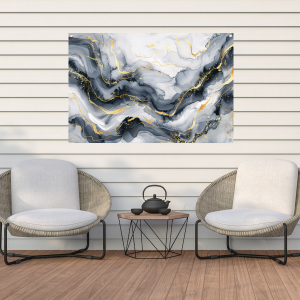 Abstracte Marmeren Pracht met Gouden Aders tuinposter