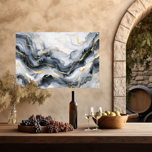 Abstracte Marmeren Pracht met Gouden Aders tuinposter