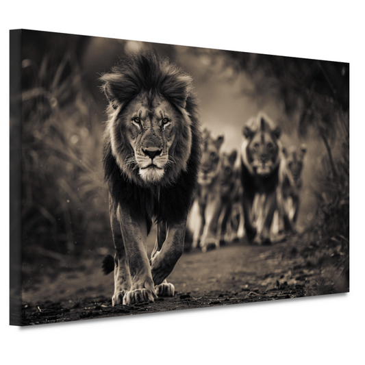 Leeuwenfamilie op savanne canvas