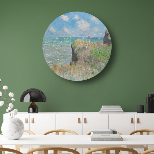 Kliffenwandeling bij Pourville - Claude Monet aluminium muurcirkel