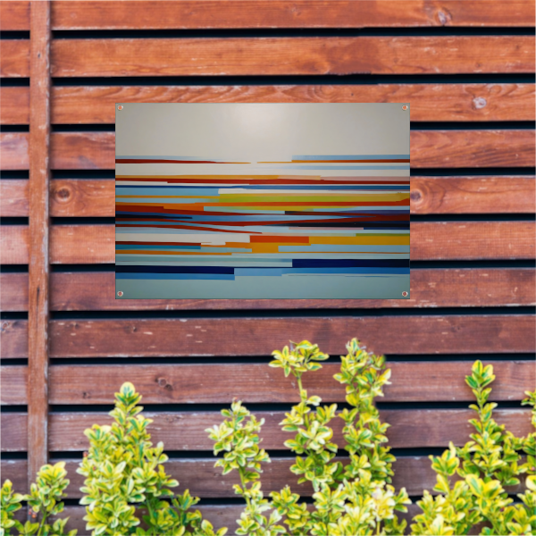 Abstract spel van lijnen en kleuren tuinposter