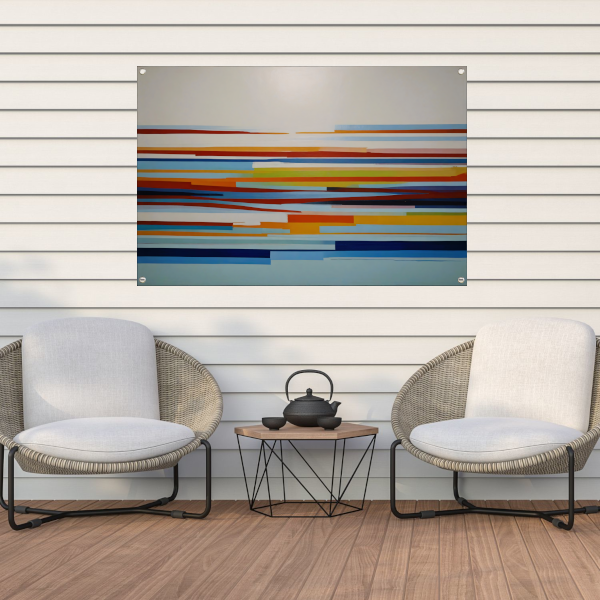 Abstract spel van lijnen en kleuren tuinposter