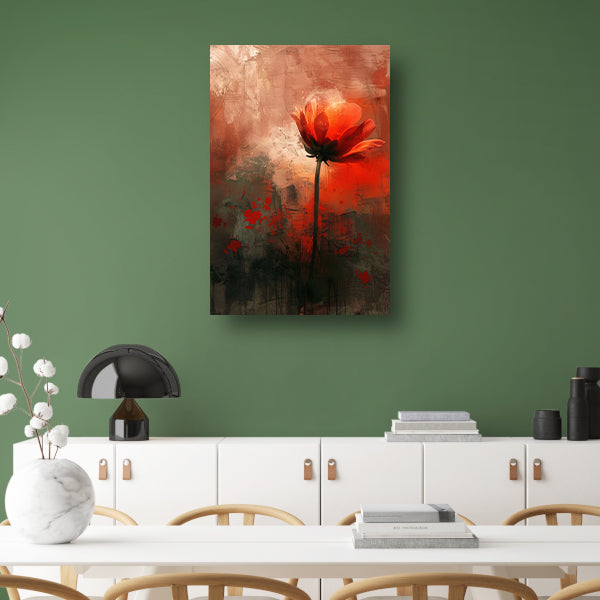 Abstracte bloem tegen kleurrijke achtergrond poster