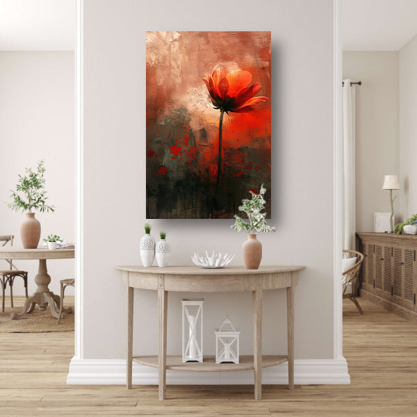 Abstracte bloem tegen kleurrijke achtergrond poster