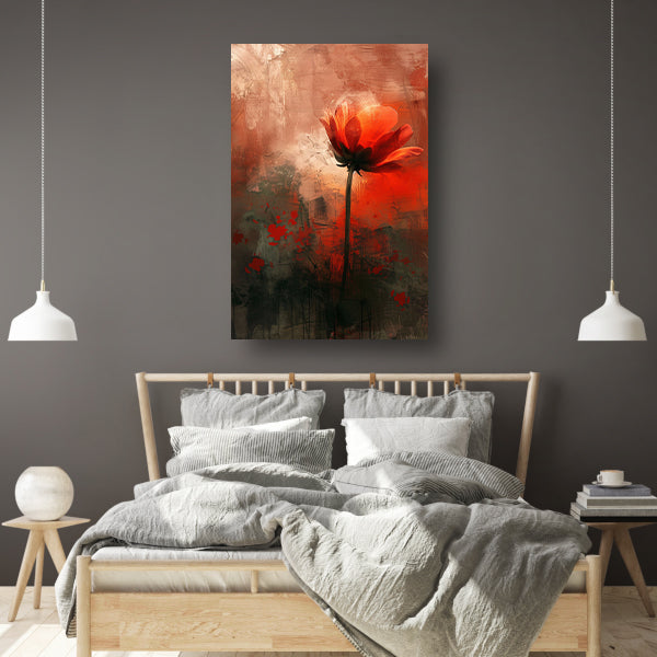 Abstracte bloem tegen kleurrijke achtergrond poster
