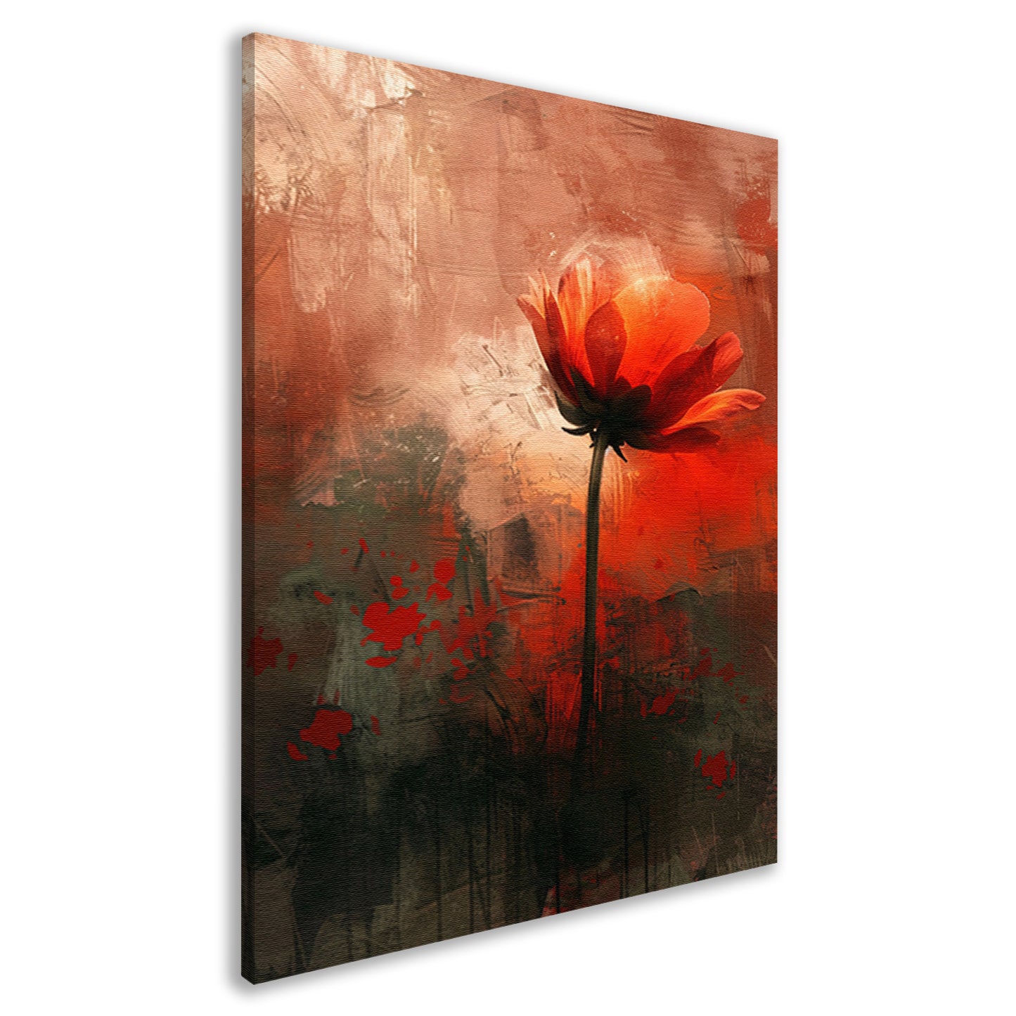 Abstracte bloem tegen kleurrijke achtergrond canvas