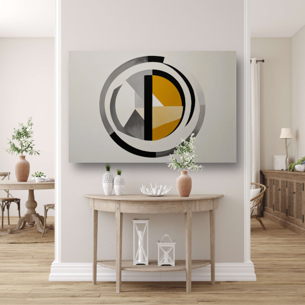 Monochroom Abstract met Dynamische Cirkels canvas
