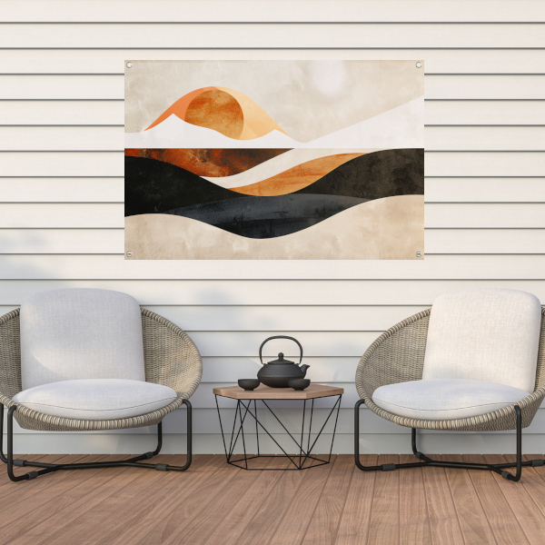 Golvende Abstractie in Warme Aardekleuren tuinposter