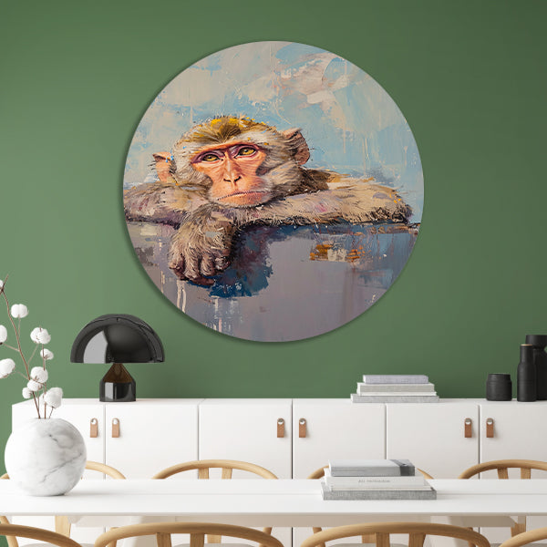 Kleurrijk schilderij van een realistische aap forex muurcirkel