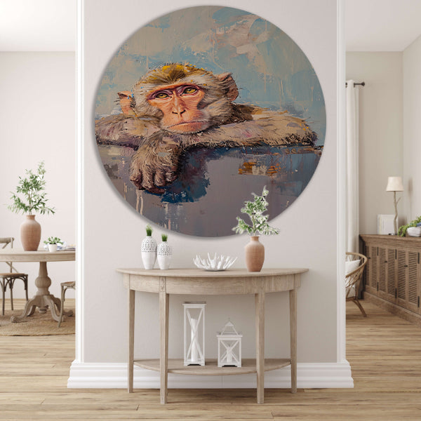 Kleurrijk schilderij van een realistische aap forex muurcirkel